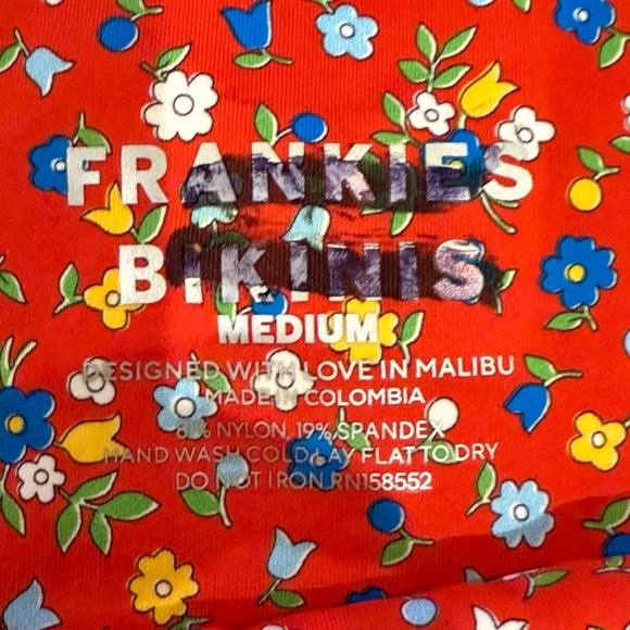 New! Frankies Bikinis Kealy Tie Side Cheeky Bikini Bottom Red Blue 31551 - Picture 10 of 11